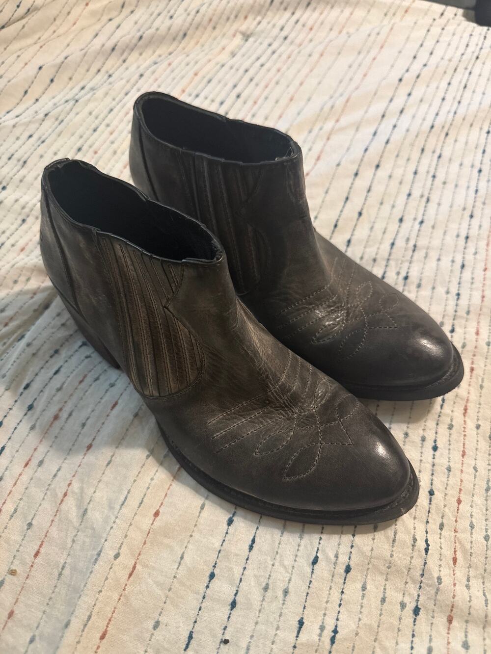 Roan Malina Leather Western Ankle Boots 8